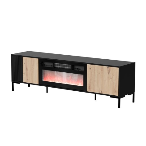 Cama RTV Cabinet MERCI 180 x 40 x 53.5 cm black/oak artisan + fireplace