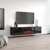 RTV LUXE cabinet 182.6x34.5x37.5 black/black gloss + black fireplace