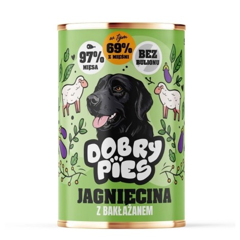 DOBRY PIES Lamb with eggplant - wet dog food - 400g