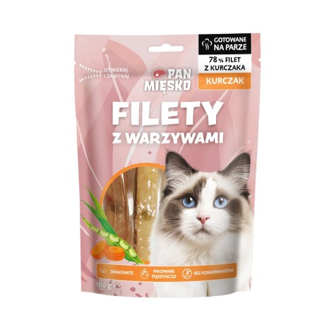 PAN MIĘSKO Fillets Chicken with vegetables - cat treats - 100g