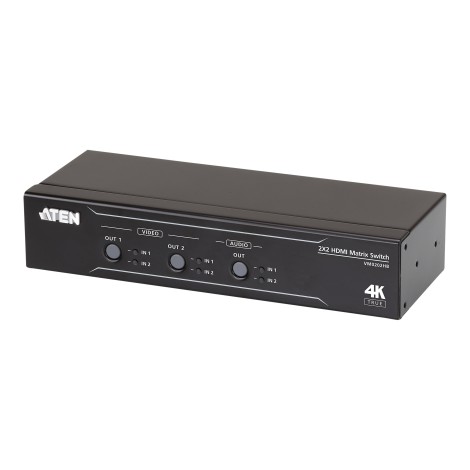Aten 2x2 True 4K HDMI Matrix Switch with Audio De-Embedder | VM0202HB