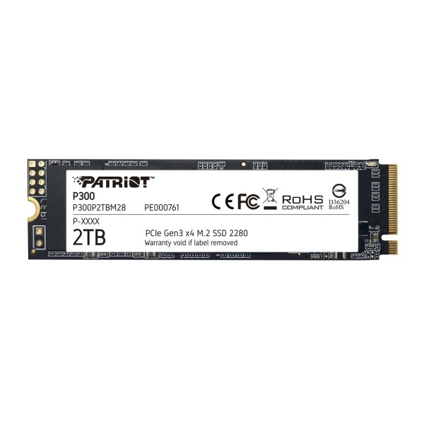 SSD|PATRIOT|P300|2TB|M.2|PCIE|NVMe|QLC|Write speed 1650 MBytes/sec|Read speed 2100 ...