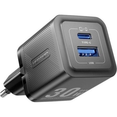 MOBILE CHARGER WALL 30W USB-C/2P BLACK FEQB0-EU VENTION