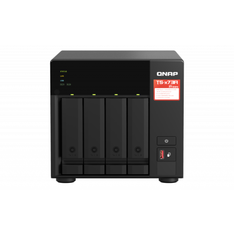 QNAP | 4-Bay QTS and QuTS hero NAS | TS-473A-8G | Up to 4 HDD/SSD Hot-Swap | AMD Ryzen | Ryzen V1500B Quad-Core | Processor frequency 2.2 GHz | 8 GB | DDR4