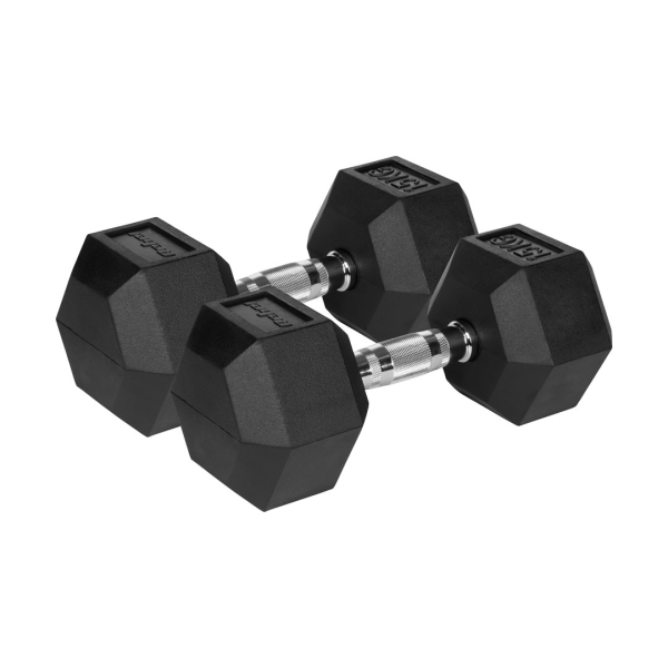 REBEL ACTIVE Rubber-coated cast iron dumbbells ...