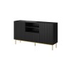 PAFOS chest of drawers on golden steel frame 150x40x90 cm matte black