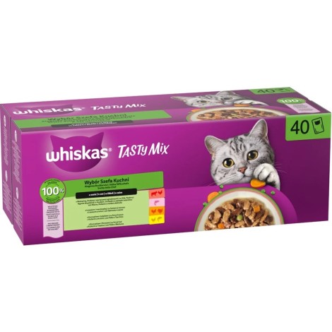 WHISKAS Tasty Mix Chef’s Selection in Sauce – wet cat food – 40x85g