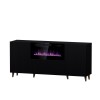 PAFOS chest of drawers with electric fireplace 180x42x82 cm matte black