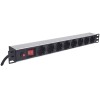 Intellinet 19" 1U Rackmount 8-Way Power Strip - German Type, With On/Off Switch and Overload Protection, 3m Power Cord (Euro 2-pin plug)