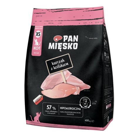 PAN MIĘSKO Chicken with rabbit for kittens - dry cat food - 400g