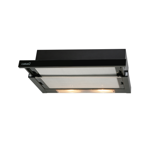 CATA | Hood | TF 2003 600 GBK | Telescopic | Energy efficiency class C | Width 60 cm | 390 m³/h | Mechanical control | LED | Black Glass