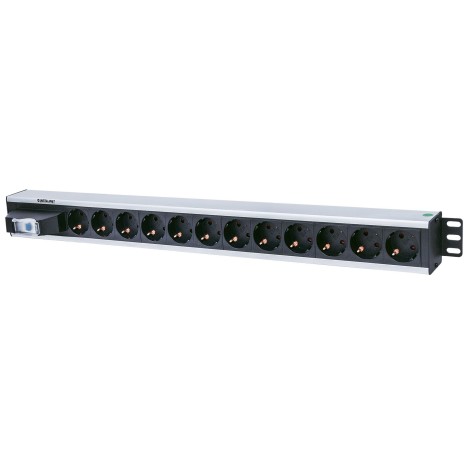 Intellinet Vertical Rackmount 12-Way Power Strip - German Type, With Single Air Switch, No Surge Protection