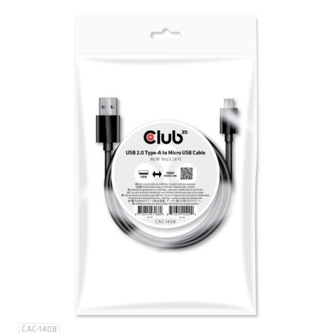 CABLE USB TO MICRO USB 1M/M/M CAC-1408 CLUB3D