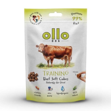 OLLO Air Dried Training Beef Cubes - dog treat - 80g
