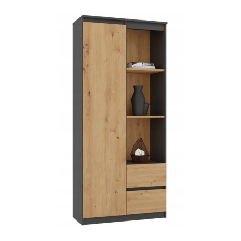 Topeshop RS-80 BILY ANTHRACITE/OAK ARTISAN office bookcase