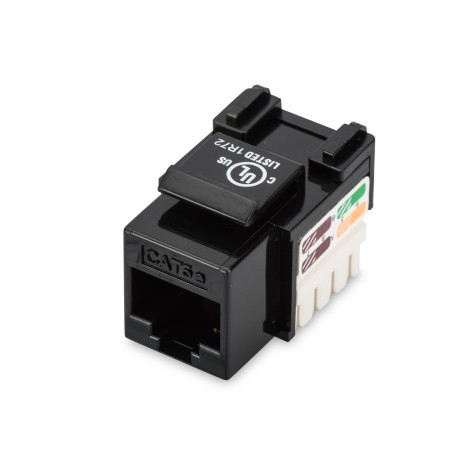 Class D CAT 5e Keystone Jack | DN-93501 | Unshielded RJ45 to LSA | Cable installation via LSA strips, color coded according to EIA/TIA 568 A & B; The Cat 5e keystone module supports transmission speeds of up to 1 GBit/s & 100 MHz in connection with cat. 5