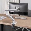 Ergo Office ER-751 Monitor Desk Mount Gas Spring 9kg Adjustable VESA 75x75 100x100 17" - 32" White Silver Clamp Mount Single Arm LED LCD QLED OLED