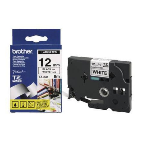 Brother | TZe-S221 Strong Adhesive Laminated Tape | Black on White | TZe | 8 m | 9 cm