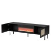 RTV cabinet JUTA + fireplace 180x39.5x55.5 black + linol calabria