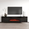 RTV LUXE cabinet 182.6x34.5x37.5 black/black gloss + black fireplace