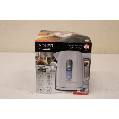 SALE OUT. Adler AD 1380w Electric kettle, Plastic, 1 L, White | Adler Kettle | AD 1380w | Electric | 2200 W | 1 L | Polypropylene | 360° rotational base | White | DAMAGED PACKAGING