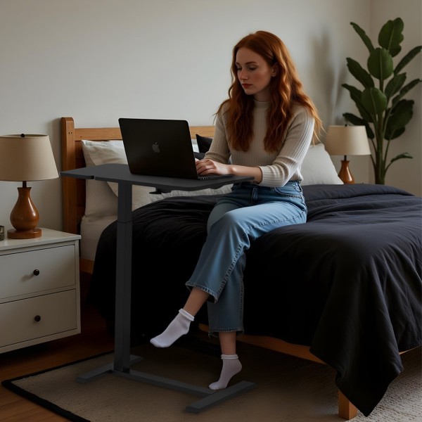 Maclean mobile desk/laptop stand, black, height ...