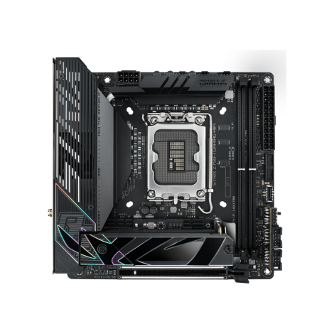 Asus | ROG STRIX Z790-I GAMING WIFI | Processor family Intel | Processor socket  LGA1700 | DDR5 DIMM | Memory slots 2 | Supported hard disk drive interfaces 	SATA, M.2 | Number of SATA connectors 2 | Chipset  Intel Z790 | Mini-ITX