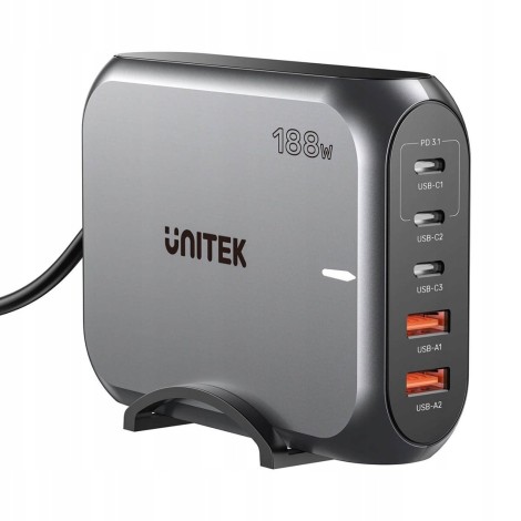 UNITEK WALL CHARGER 2X USB-A 3X USB-C PD 3.1 188W