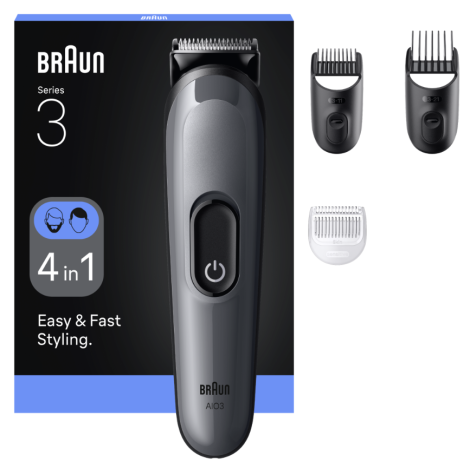 Braun 4-in-1 Grooming Kit | All-in-One Series 3 AIO3500 | Cordless | Number of length steps 14 | Black