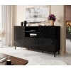 ABETO chest of drawers 150x42x82 gloss black/black