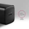 AXAGON ACU-PD20 Wall charger 20W, 1x port USB-C, PD3.0/PPS/QC4+/AFC/Apple, black