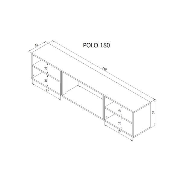 RTV cabinet POLO 180x33x39 black + ...