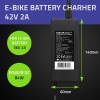 Qoltec 50760 Charger for e-bike batteries 36V | 42V | 2A | 5.5*2.1