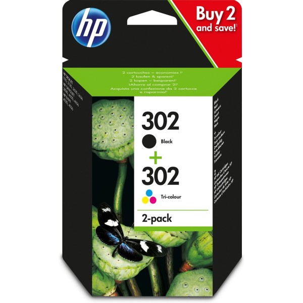 HP 302 2-pack Black/Tri-color Original Ink ...