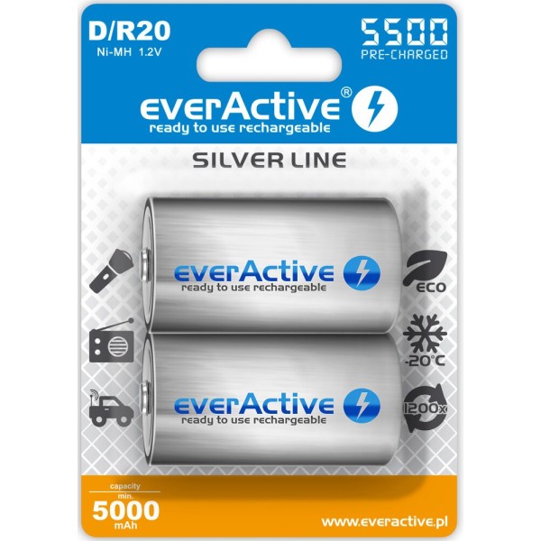 Rechargeable batteries everActive R20/D Ni-MH 5500 ...