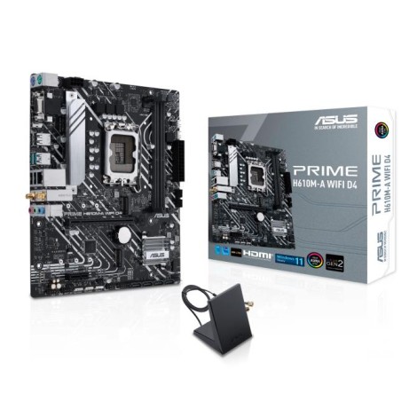 Mainboard|ASUS|Intel H610|LGA1700|Micro-ATX|Memory DDR4|Memory slots 2|1xPCI-Express 3.0 1x|1xPCI-Express 4.0 16x|2xM.2|1x15pin D-sub|1xHDMI|1xDisplayPort|2xAudio-In|1xAudio-Out|4xUSB 2.0|2xUSB 3.2|2xPS/2|1xRJ45|2xRF-Out|H610M-AWIFID4