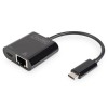 Digitus | USB-Type-C Gigabit Ethernet Adapter + PD with power delivery function | DN-3027 | Black | USB-C port to a Gigabit network connection