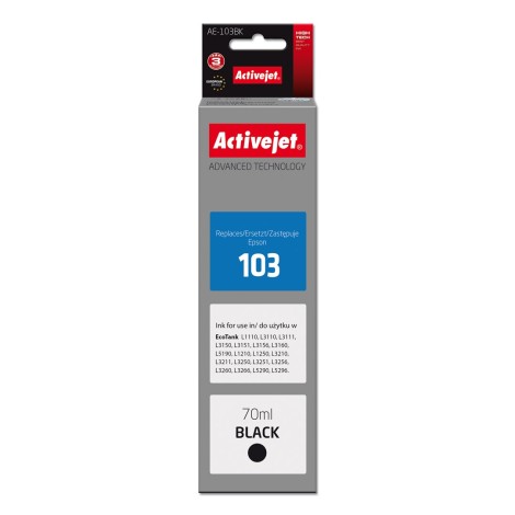 Activejet AE-103Bk ink (replacement Epson 103 C13T00S14A; Supreme; 70 ml; 4500, black)