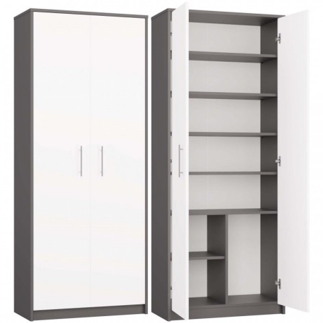 OLIV 2D CLOSED SHELVING UNIT, ANTHRACITE/WHITE SET