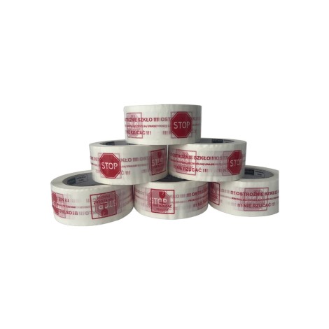 BSTech adhesive tape with print 48x100m "Careful glass" 6 pcs