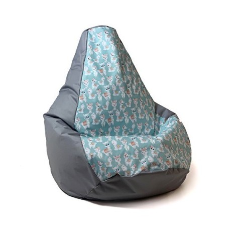 Sako bag pouffe Pear print grey-lama XL 130 x 90 cm