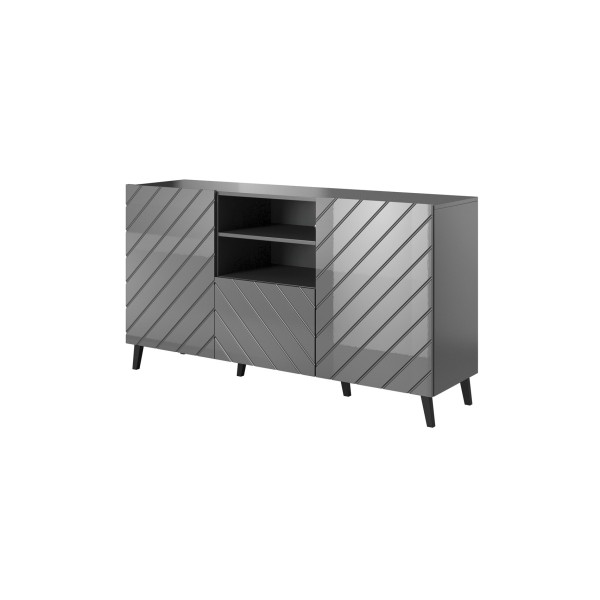 ABETO chest of drawers 150x42x82 graphite/gloss