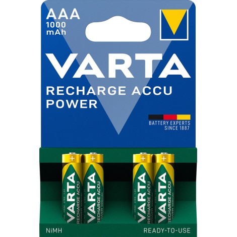 VARTA HR03 AAA Recharge Accu Power 1000 mAh 05703 Rechargeable batteries 4 pc(s) Green, Yellow