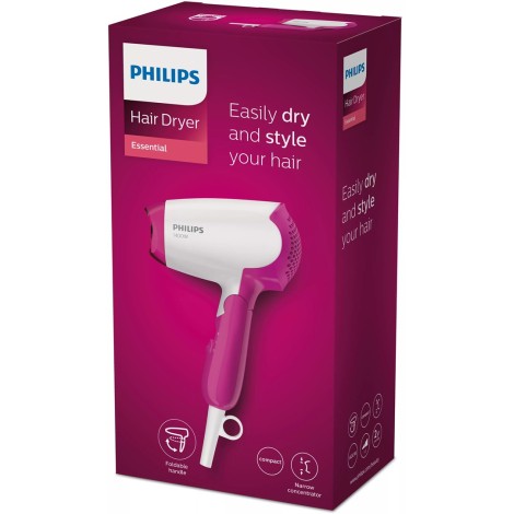 Philips | Hair Dryer | BHD003/00 | 1400 W | Number of temperature settings 2 | White/Pink