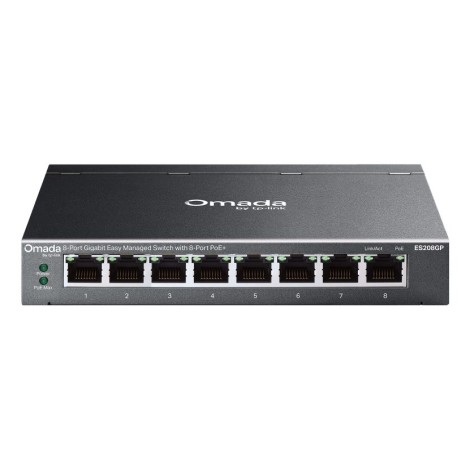 TP-Link Omada ES208GP network switch Managed L2 Gigabit Ethernet (10/100/1000) Power over Ethernet (PoE) DIN rail Black
