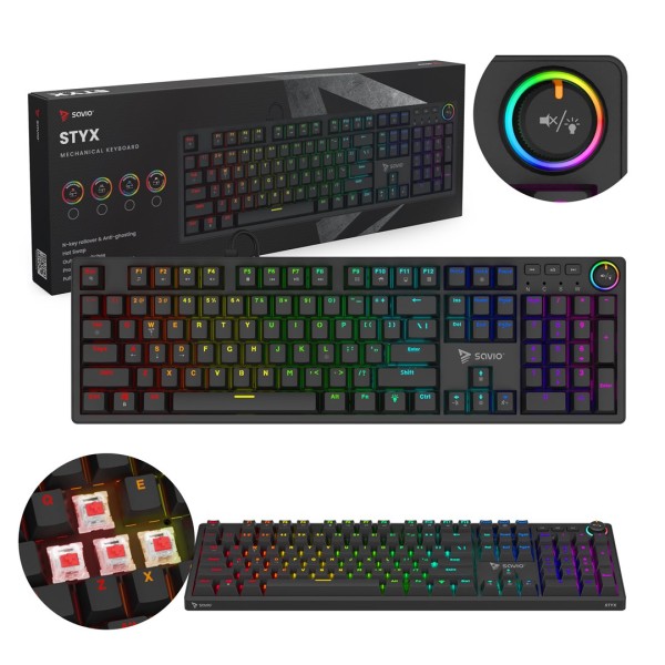 SAVIO STYX Mechanical Keyboard Outemu Red, ...
