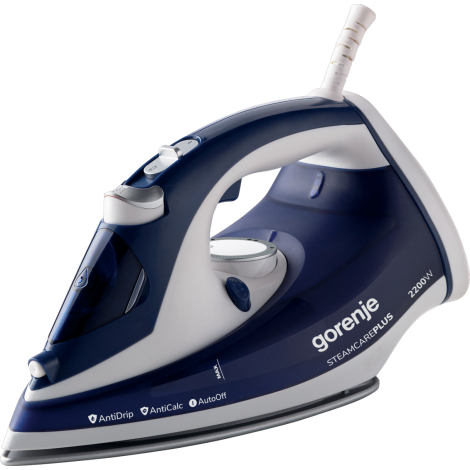 Gorenje | SIH2200BLC | Steam Iron | 2200 W | Water tank capacity 280 ml | Continuous steam 30 g/min | Steam boost performance 90 g/min | Blue/White