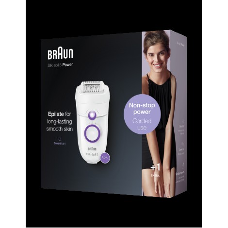 Braun | Epilator | SE5505P Silk-epil | Operating time (max)  min | Bulb lifetime (flashes) | Number of power levels | White