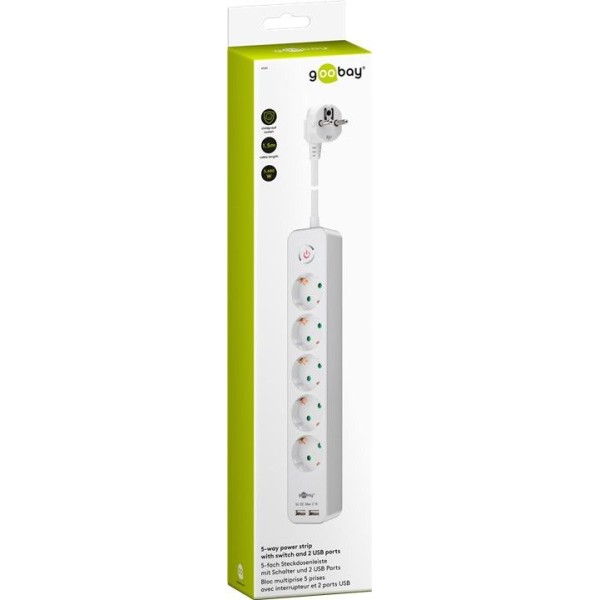 5-way power strip with switch and ...