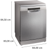 Dishwasher | SMS4HVI00E | Free standing | Width 60 cm | Number of place settings 14 | Number of programs 6 | Energy efficiency class D | Display | AquaStop function | Silver inox